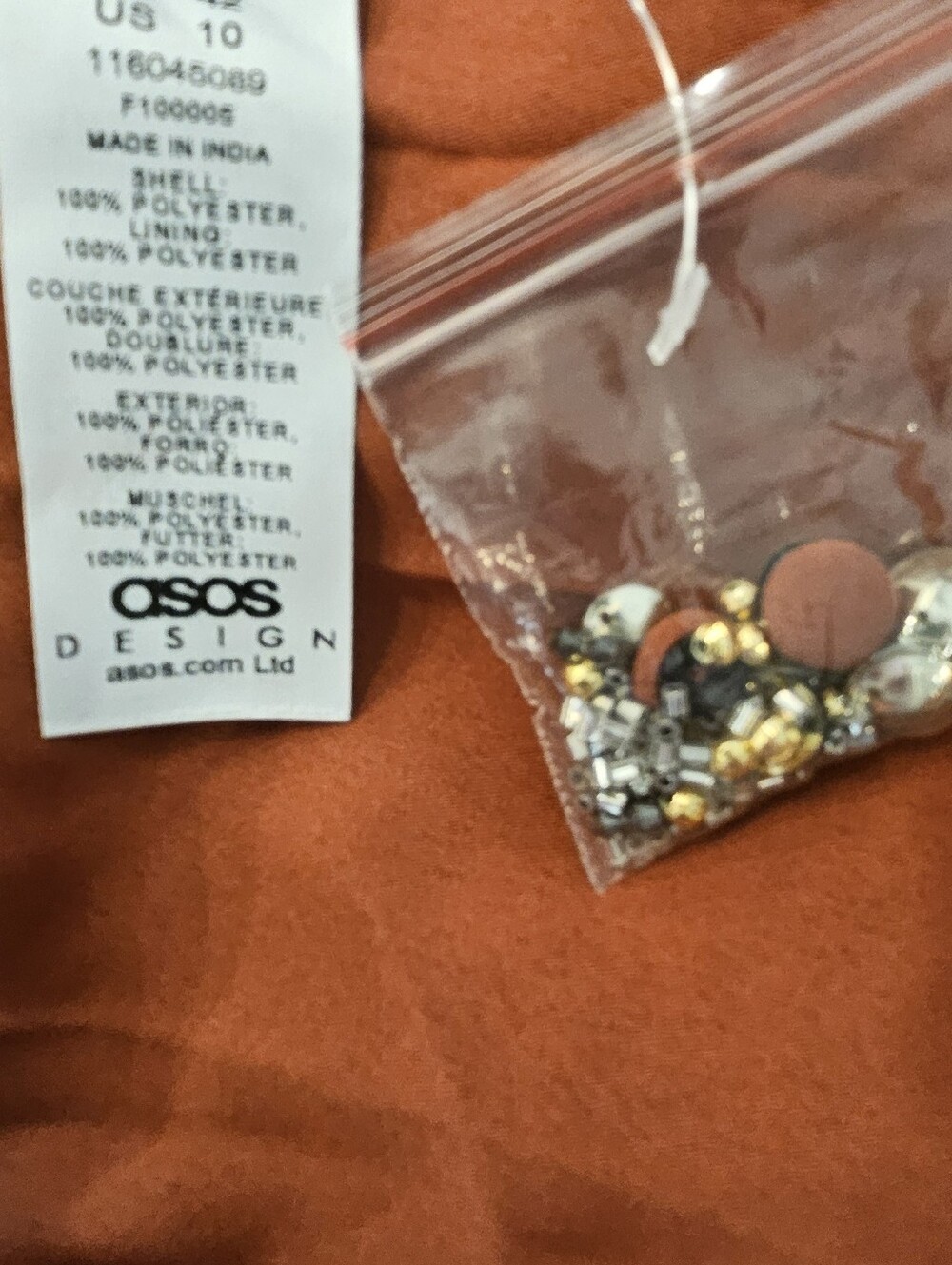 ASOS DESIGN Embellished Boho Maxi Dress Rust Orange NWT Size 10 - Picture 7 of 9